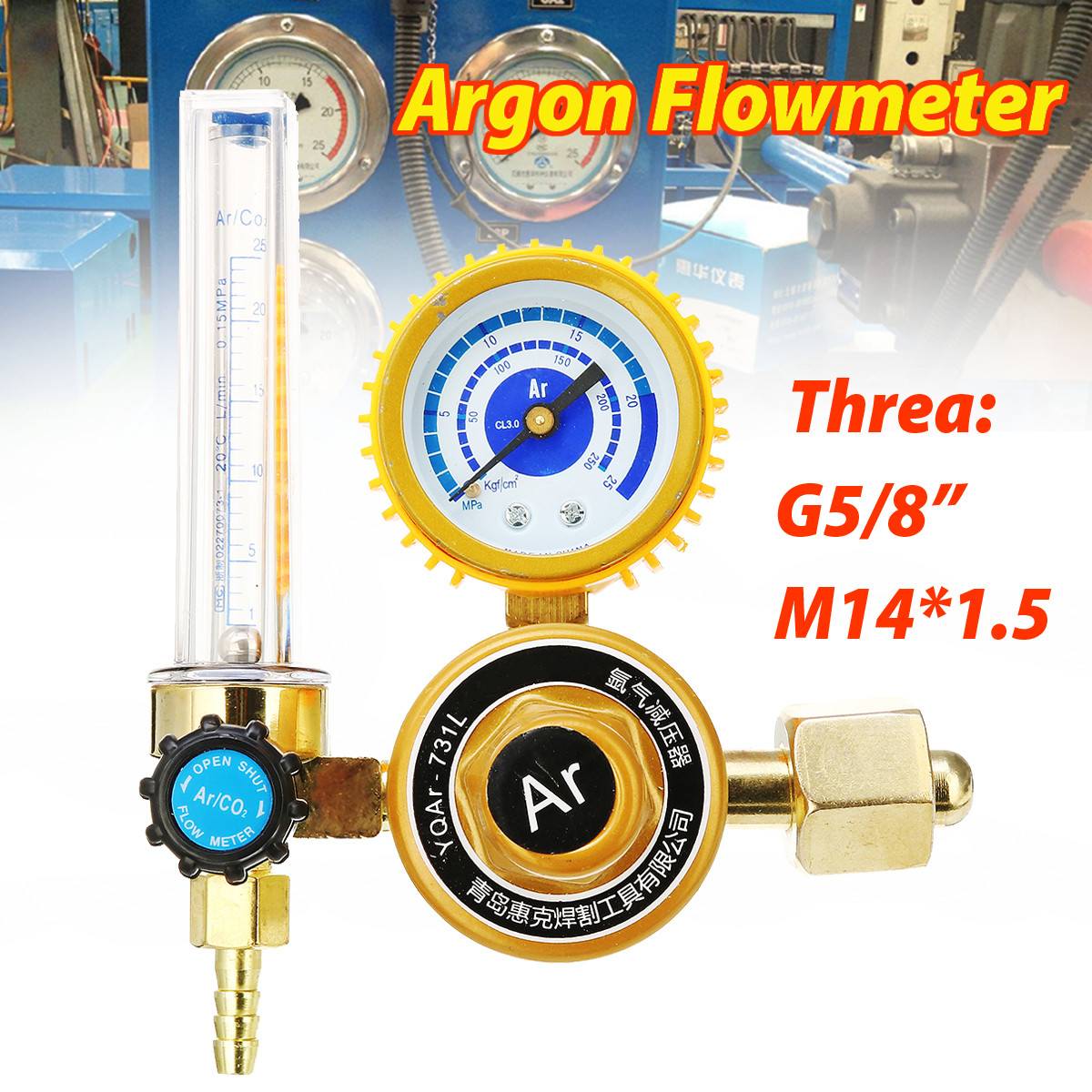 0-25Mpa G5/8" Argon CO2 Mig Tig Flow Meter Gas Regulator Flowmeter Welding Weld Gauge Pressure Reducer Argon Regulator