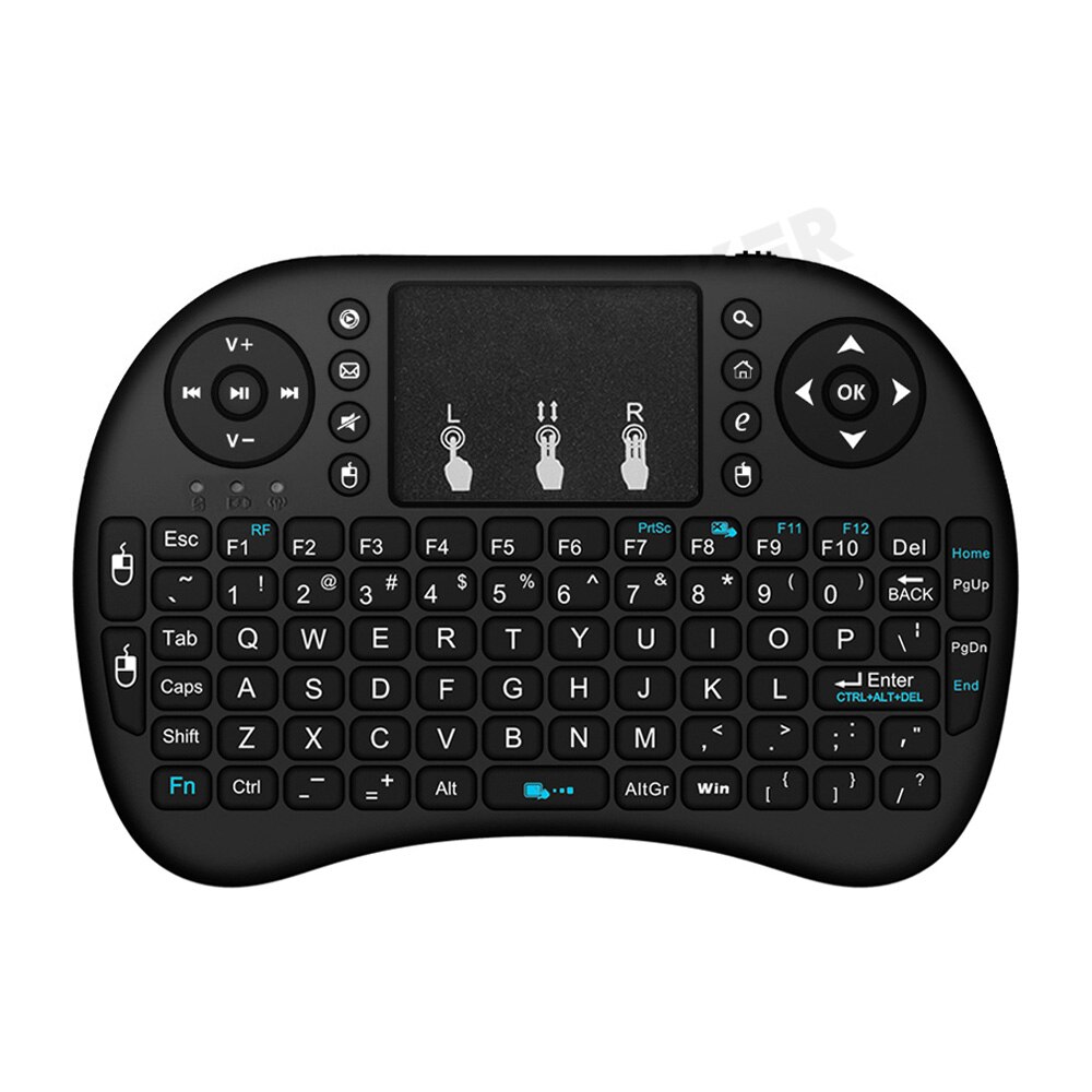 Mini Teclado retroiluminado i8 Air Mouse, Touchpad 2,4G alimentado por batería AAA para Android TV BOX PC, mando a distancia inalámbrico