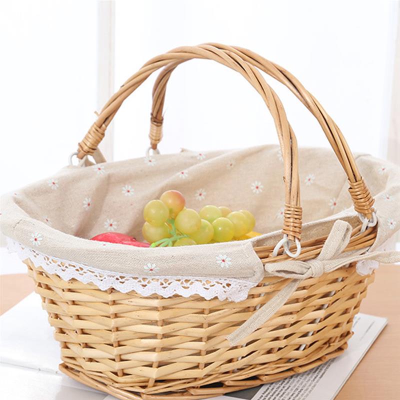 Cesta de mimbre tejida para niñas, cesta de flores para niños, de Picnic, almacenamiento para niños, sauce para niñas de boda