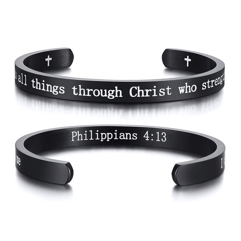 Jean 3:16 verset de la Bible Bracelet chrétiens pour hommes femmes étude de la Bible bijoux religieux pour dieu tant aimé le monde 56MM: 384B-2