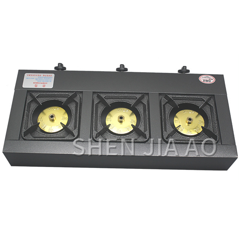 4kw kitchen three-hole gas cooktops natural/liquefied gas stainless steel panel Energy-saving three stove gas stove furnace