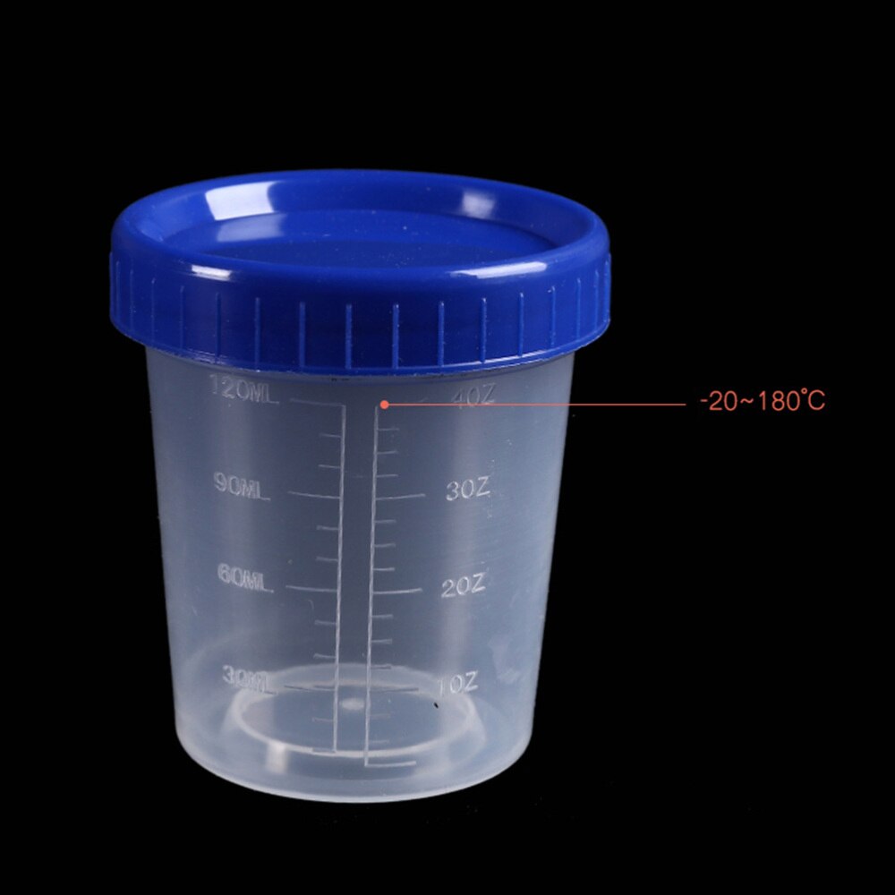 25pcs 120ml Disposable Measuring Cups with Lid Transparent Specimen Cup