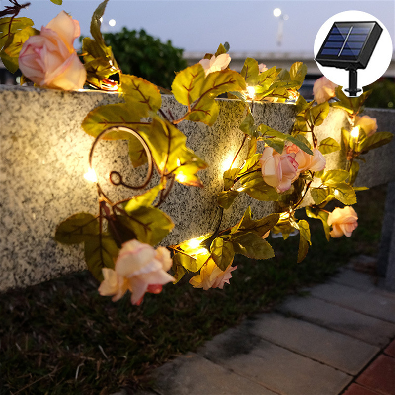 Solar Slingerlampen - 20m LED - Zonnebloem Roos Klimop - Waterdicht IP65 - Tuin Terras Decoratie
