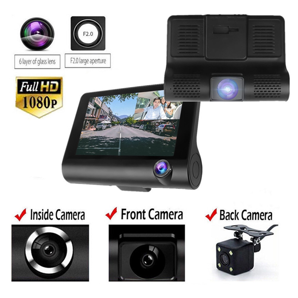 32G Tf Dash Cam Ips Display Drie Spiegels Auto Dvr Camera Dual Lens Hd 12V 1080P Dash camera Auto Dvrs Video Recorder Dashcam
