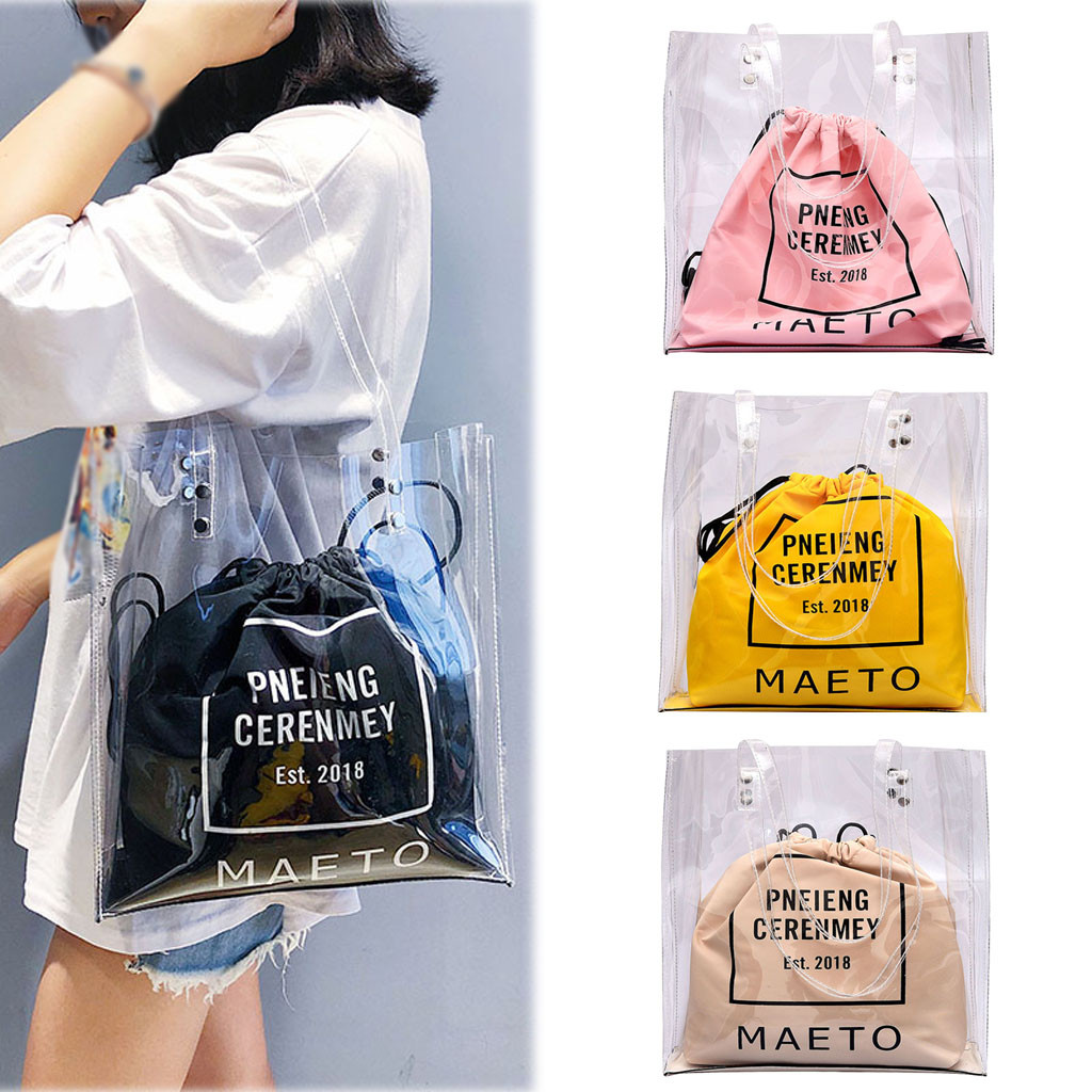 Tasche Frauen transparent Schulter Tasche Bündel Tasche Handtasche Strand Tasche Sack EIN Haupt Femme # Zihr