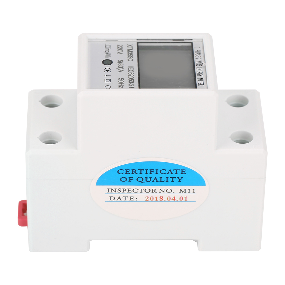 AC220V 5(80)A Digital DIN-Rail Electric Meter 1-Phase 2 Wire 2P DIN-Rail Electronic Energy Meter KWh Meter