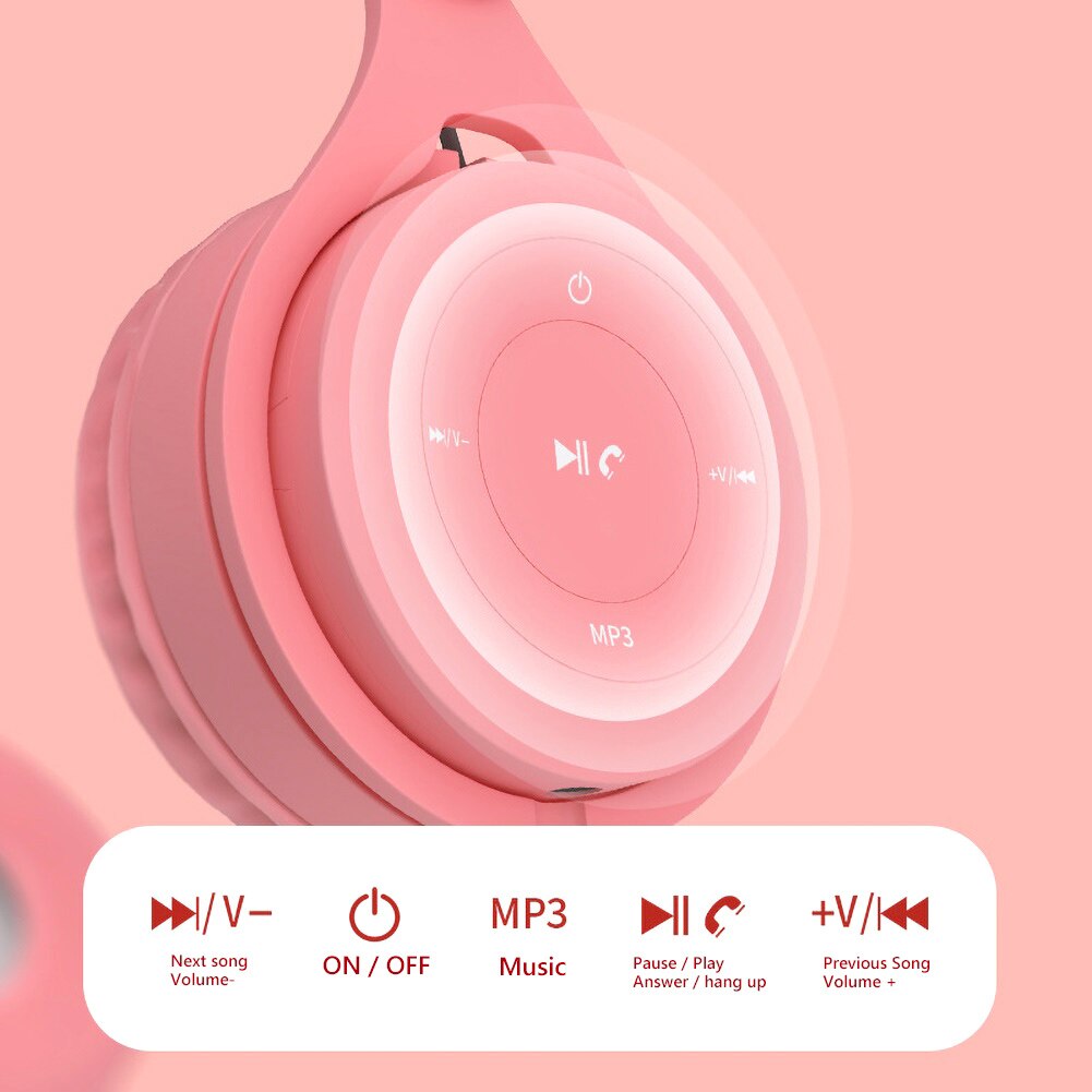 Barn bluetooth 5.0 trådlöst headset justerbart hopfällbart stereo over-ear headset hörlurar hifi musikspelare med mikrofon
