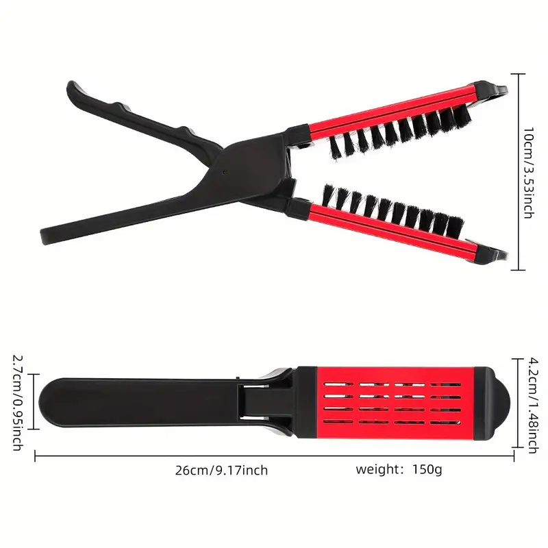 V-formad hårplattningsborste kam med borst antistatisk dubbelsidig platt hårklämma kammar frisörstylingverktyg