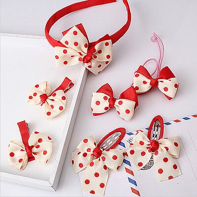 7 pièces/ensemble mignon enfants bandeau bébé fille chapeaux nœud Barrette bandeau nouveaux enfants bébé Dot ensembles bandeau