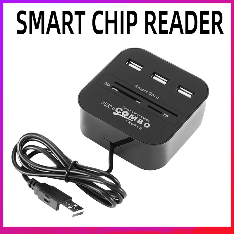 Smart Card Reader USB 2.0 For Bank Card DOD / CAC / SIM / TF / Credit Card Reader Writer Flash Drive Cardreader Adapter Portable