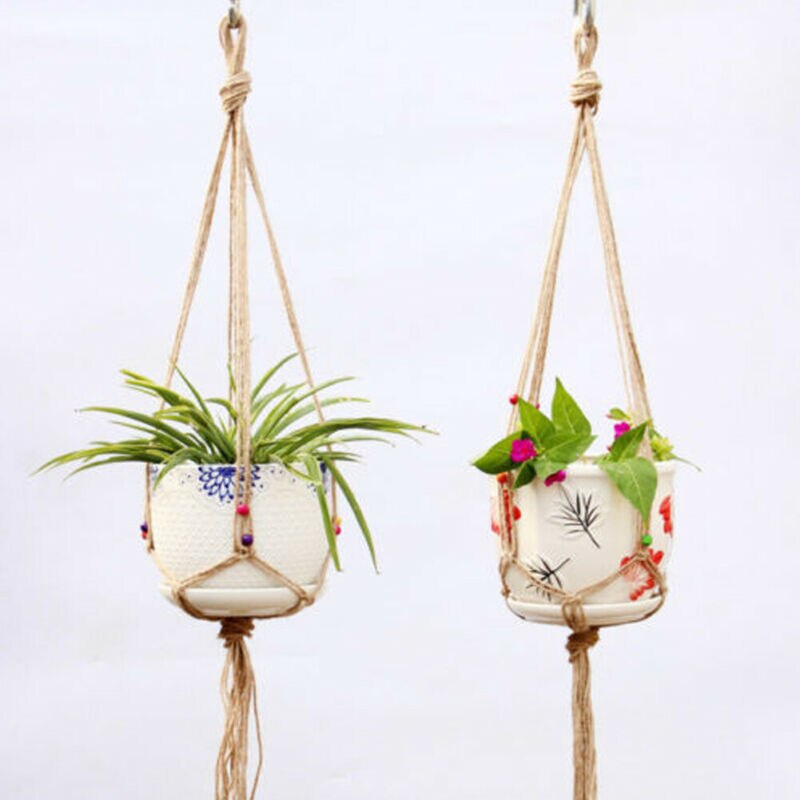 Hemp Rope Large Pot Holder Macrame Plant Hanger Hemp Rope Braided Hanging Planter Basket