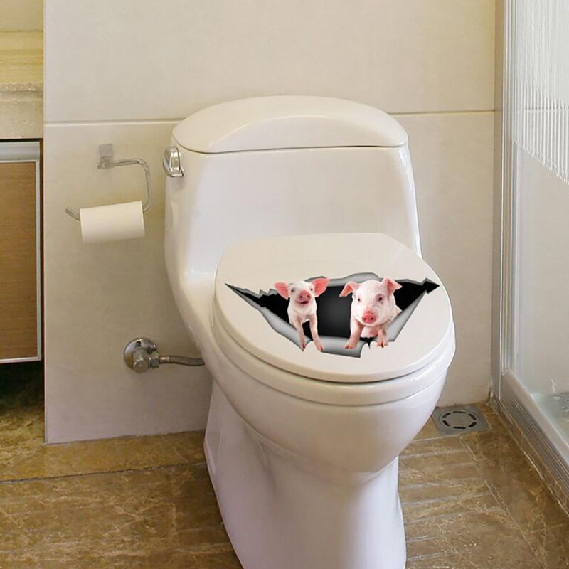 3D Cute Pig Wall Stickers Refrigerator Toilet PVC Bathroon Sticker Exquisite Cute Funny Home Decor