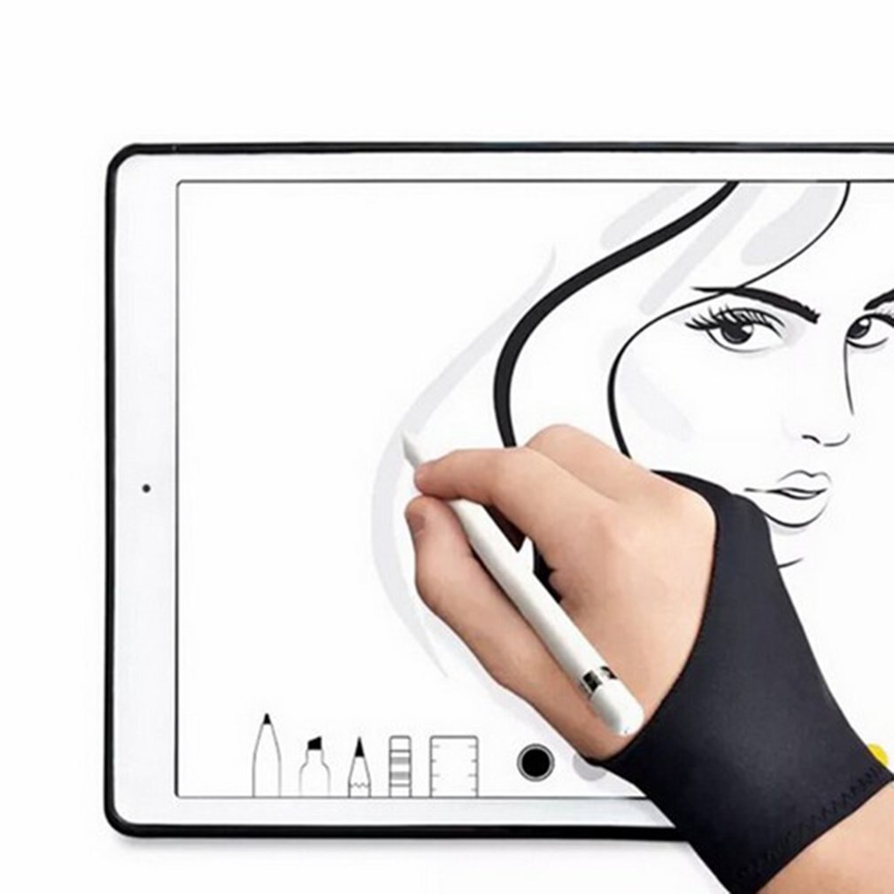 2 dita anti-incrostazione Guanto per Mano Destra E Sinistra Artista Disegno A Prova di Sudore per Qualsiasi Grafica Disegno tavoletta