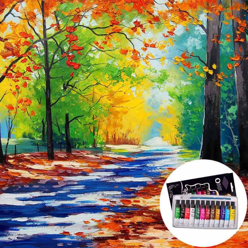 12 Kleuren Olieverf Verf Tekening Pigment 12Ml Buizen Met Borstel Kunst Levert U4LD