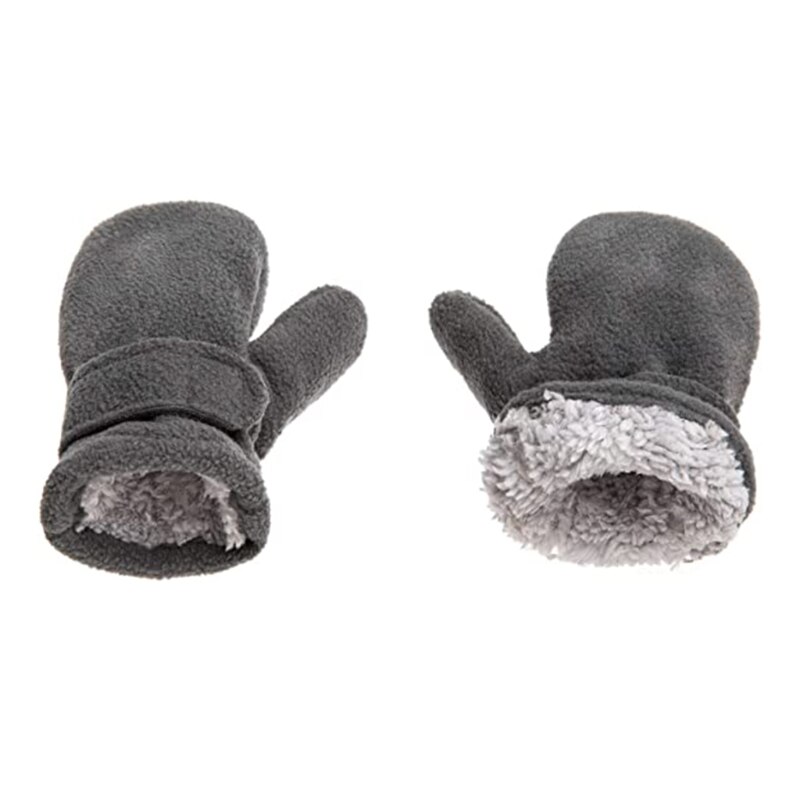 Winter Warm Dikker Baby Handschoenen Peuter Infant Winter Wanten Gevoerd Met Fleece Easy-On Baby Jongens Baby Meisjes Outdoor wanten: grey-XL