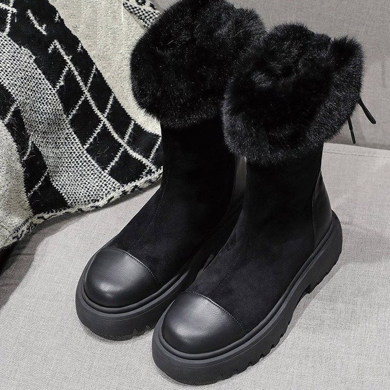 Vintersko dame sneakers solid platform sko til kvinder varme skridsikre snøresko dame plus size botas de mujer