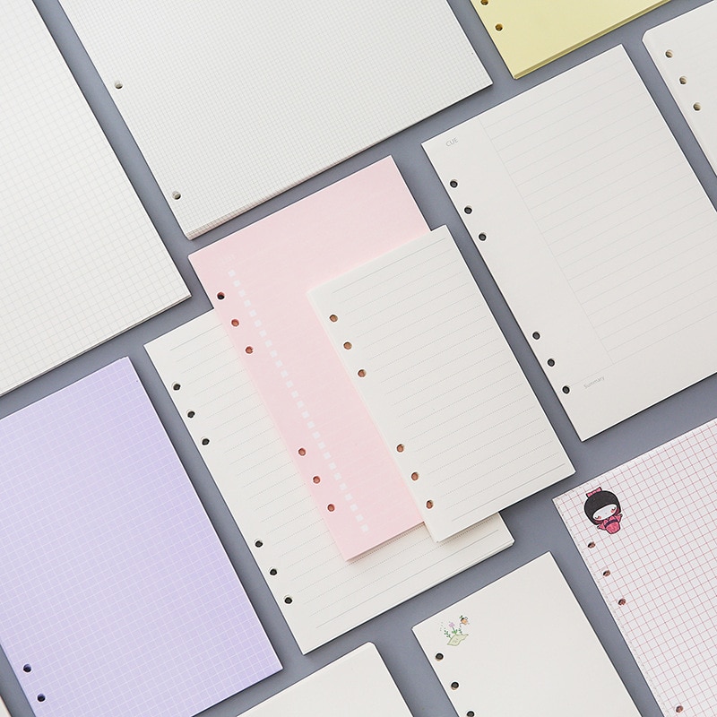 A5 Kleurrijke Refill Binnenpagina 'S Rechange Papier Voor Organisator Notebook Planner 6 Gaten Losbladige