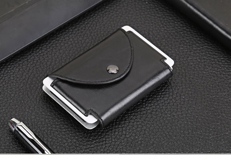 Rfid Credit Card Wallet Metal Mannen Vrouwen Id Kaarthouder Minimalistische Portemonnee Aluminium Blokkeren Portemonnee Voor Kaarten: Black