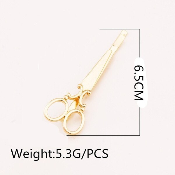 Eenvoudige persoonlijkheid vrouwen haar sieraden 18k vergulde metalen scharen haarspeld haaraccessoires