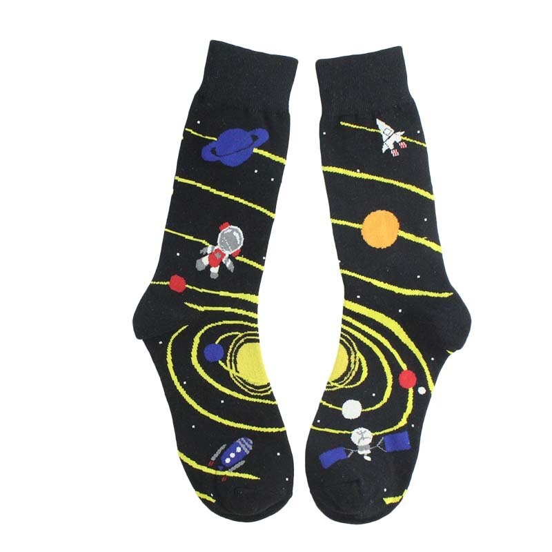 Streetwear Unisex dibujos animados divertidos Calcetines para hombre algodón con Alien Planet Universe Calcetines de Hip Hop hombres Happy Calcetines Meias 131304: 2
