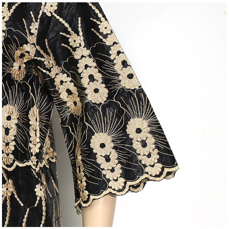 H &Ampere; D Bazin Riche Dashiki Kleid Südafrika Damen ankara Kleider Gold Schwarz Stickerei Roben Africaines Nigerian Hochzeit