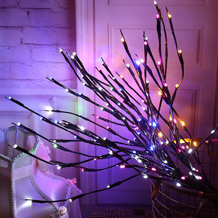 20 pærer ledet pilegren lys batteridrevet høy vase fyllstoff pil kvist lampe til hjemme jul bryllup dekorative lys