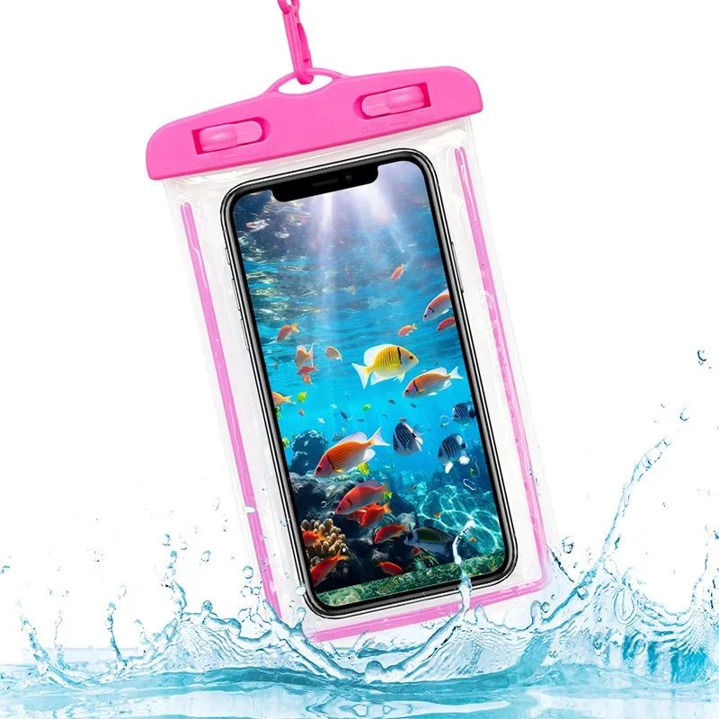 Universal Sealed Waterproof Mobile Phone Case Swimming Diving Touch Screen Mobile Phone Waterproof Bag for IPhone Huawei Xiaomi: Pink
