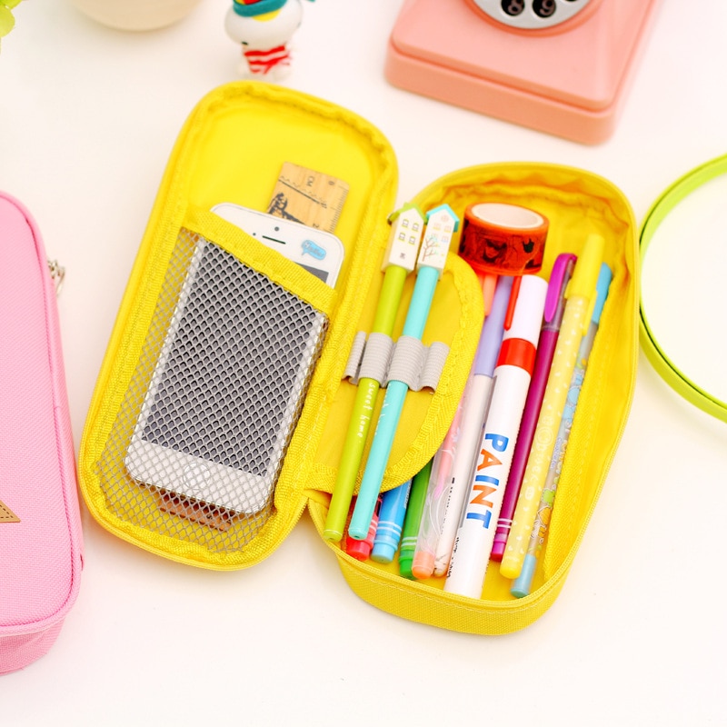 Estilo coreano Color caramelo breve lápiz caso multifunción papelería bolsa organizadora para almacenamiento Fuente de la escuela Escolar Papelaria