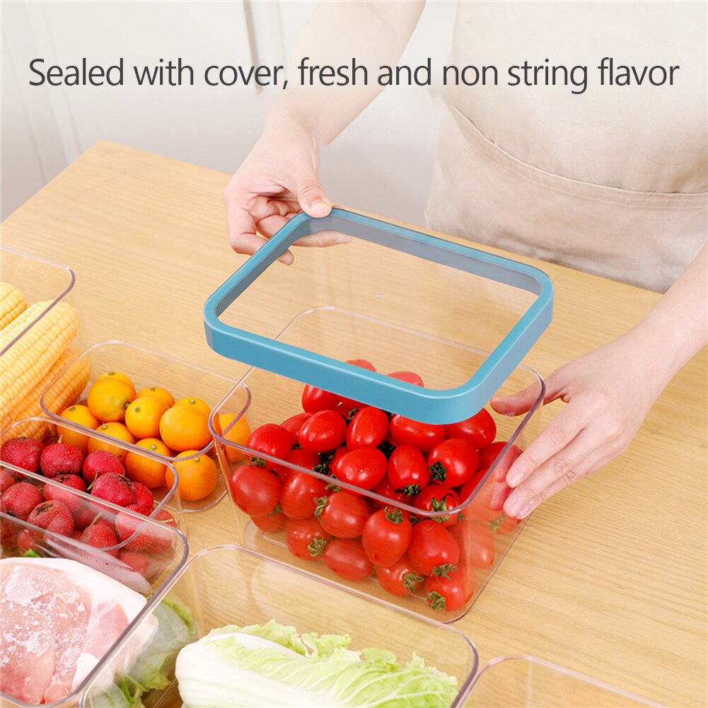Transparency Food Storage Box Holder Space Saving Kitchen Fridge Kitchen Keep Fresh Clear Container with Lid Food