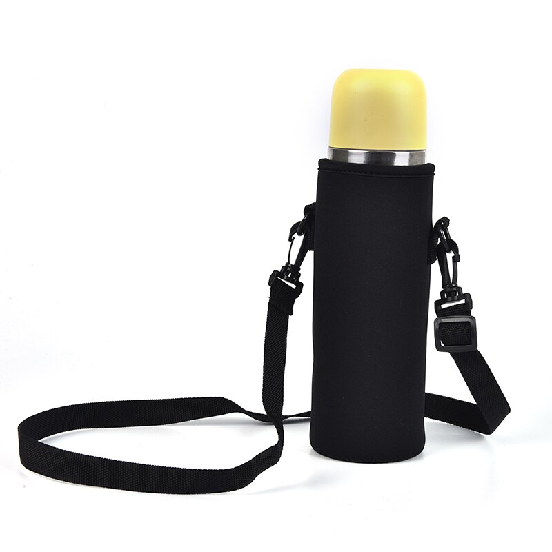 Neoprene Water Pouch Holder Shoulder Strap Black Bottle Carrier Insulat Bag 18/36/64oZ Water Bottle Carrier Insulated Cover Bag