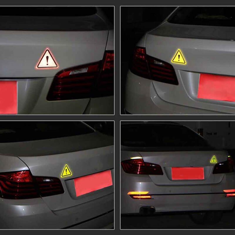 Auto Driehoek Waarschuwing Sticker Reflecterende Achterlichten Carrosserie Veiligheid Sticker Automotie Motorfiets Decoratie Decal Accessoires