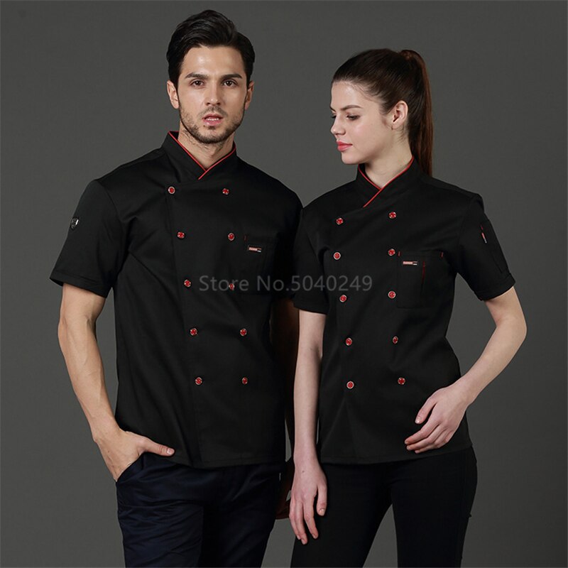 Kokkeuniform jakke kvinder mænd madlavningstøj restaurant køkken madservice catering kokke arbejdstøj dobbeltradet åndbar: Farve 3 / Xl