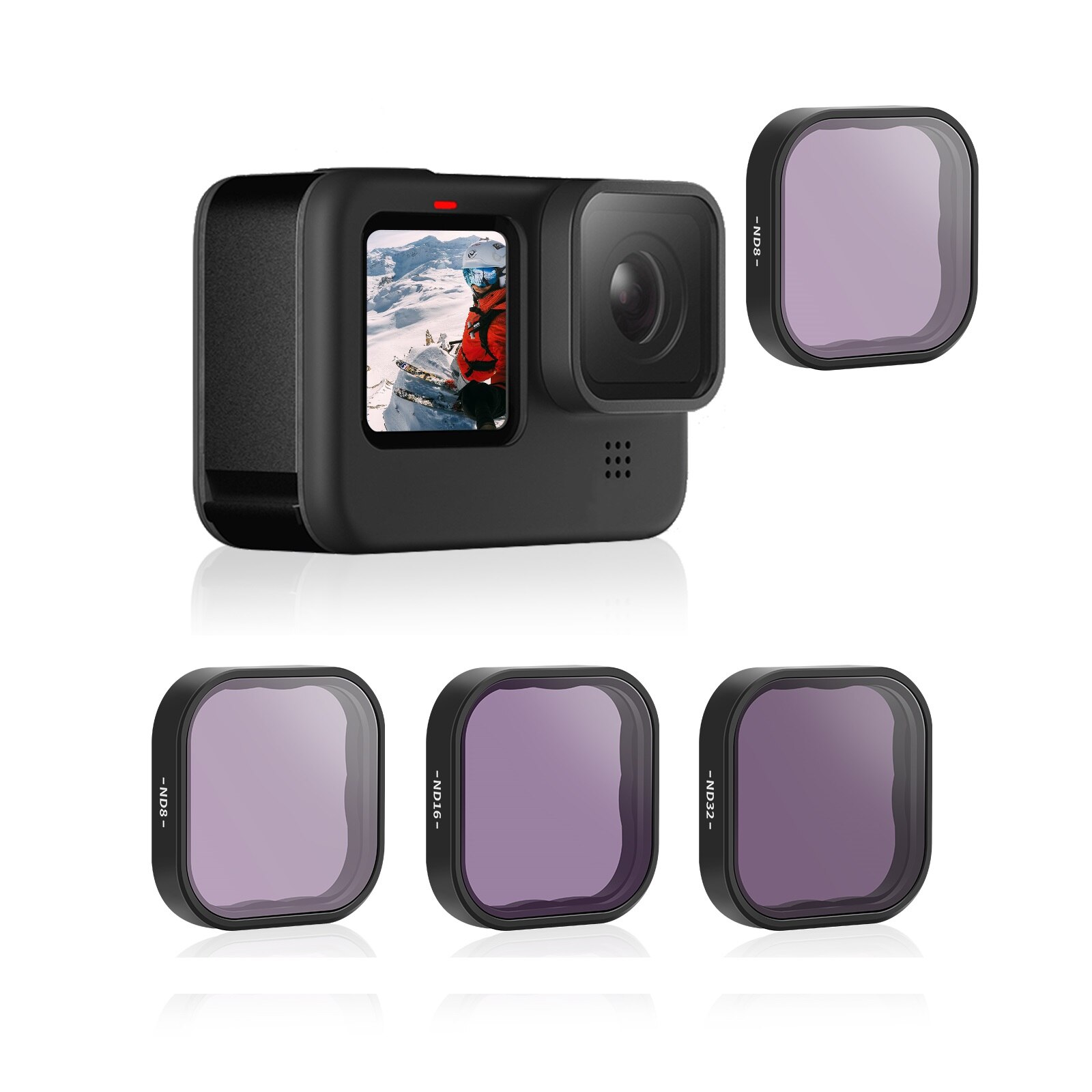 TELESIN-Juego de filtros de lentes ND8 ND16 ND32 CPL, marco de aleación de aluminio para cámara de acción GoPro Hero 9 10, accesorios de lente ND CPL: ND