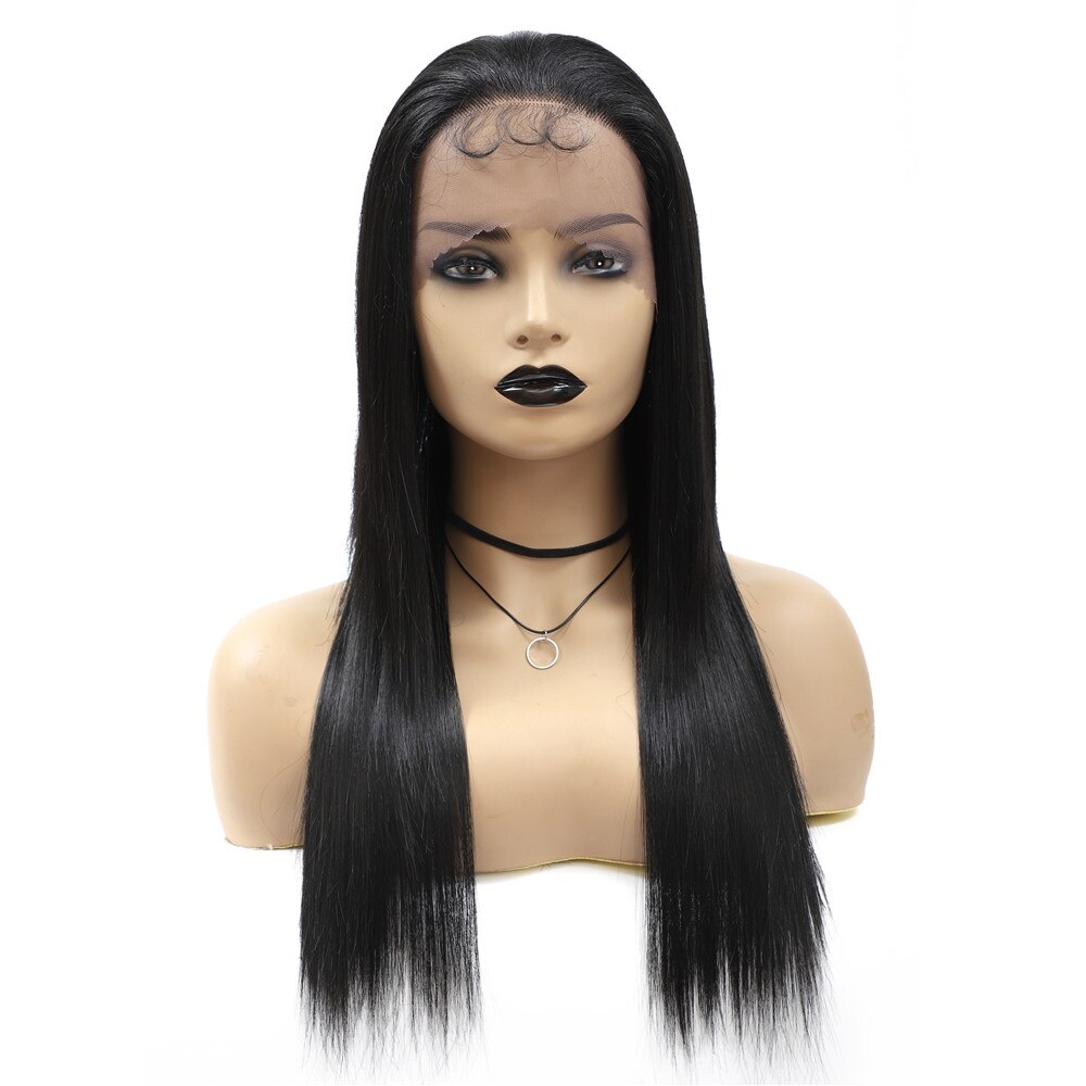 SOKU Ombre Schwarz Braun Spitze Vorne Perücke Synthetische Haar 18/22 Zoll Lange Gerade afro geschichtet Perücken Wärme Beständig Glueless Haar: #1B / 22 zoll
