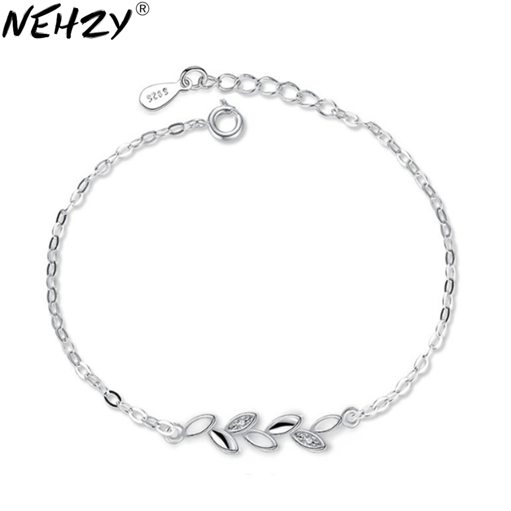 NEHZY fortuna accompagnato da foglie di gioielli in argento del braccialetto delle signore di Modo dei monili semplice amanti accessori dolce romantico 17 + 3 CENTIMETRI