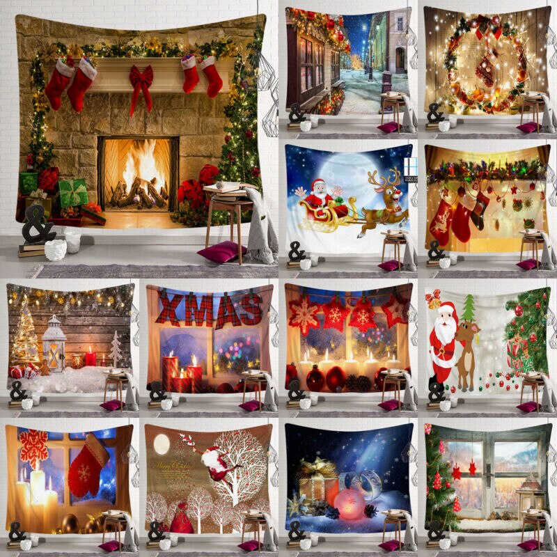 Arte de Navidad hogar tapiz colgante de pared Hippie colcha adorno de pared decoración de Navidad para la pared telón de fondo manta Manta