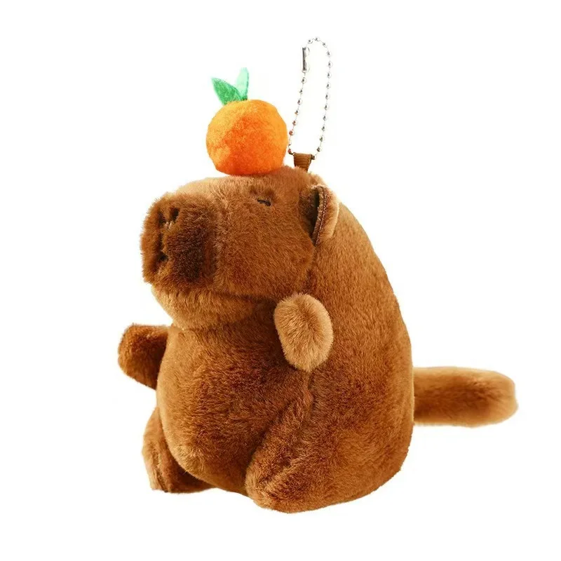 Porte-clés en peluche kaki, queue de vol, Capybara, mignon, poupée en peluche, jouet, pendentif pour sac d'école, , 1 à 20 pièces