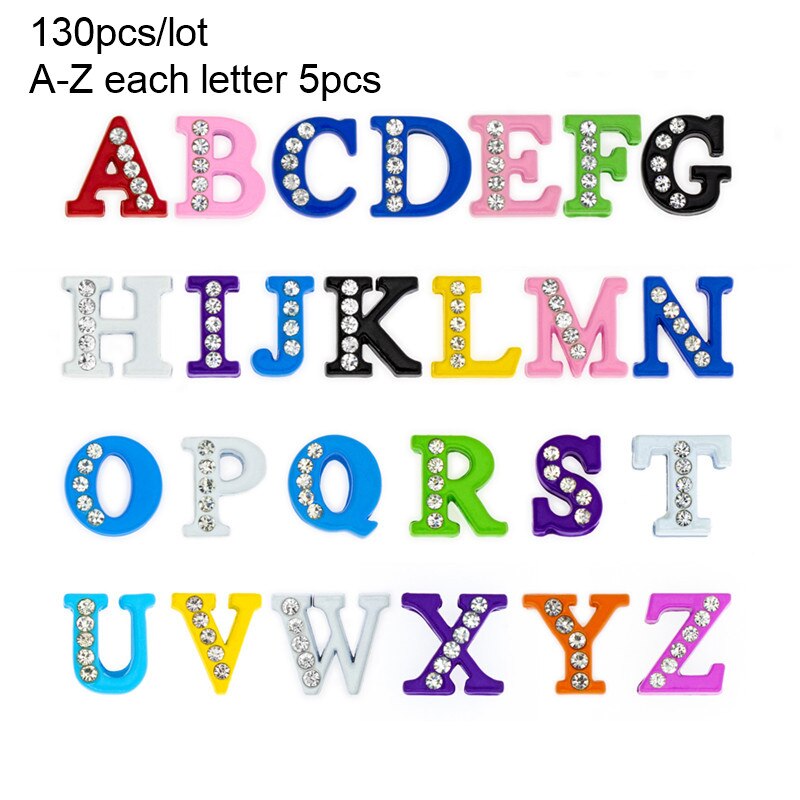 130 stuks/partij 8mm az strass schuifletters schuifbedels diy accessoires geschikt voor 8mm polsbandjes voor huisdierenhalsbanden: Verf halve kristallen