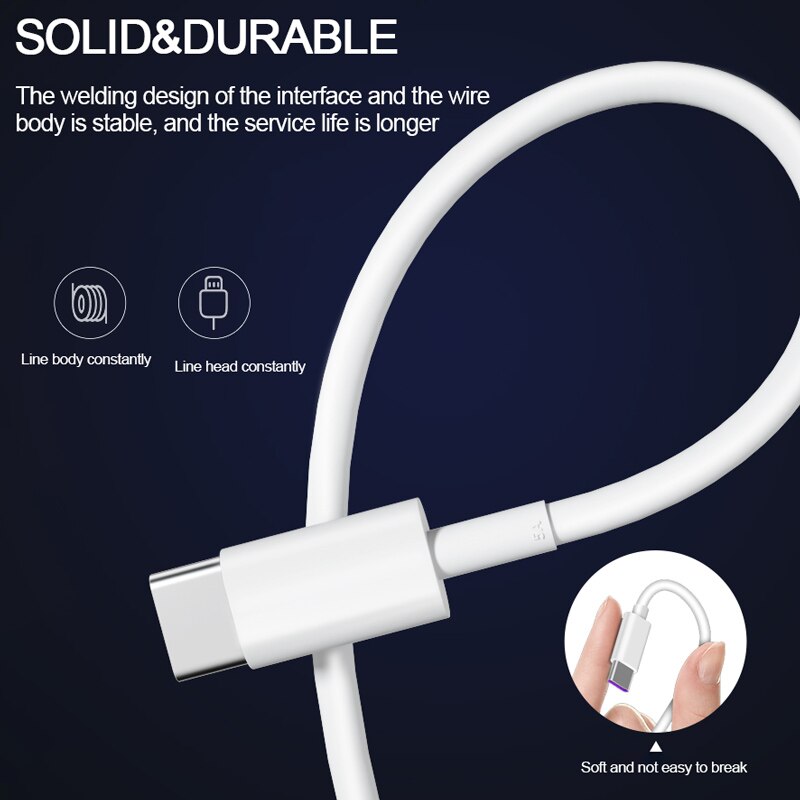 USB Type C Cable for Huawei P40 P30 P20 Lite Mate 30 Pro Quick charge USB C Fast Charging Cable Type C Cable for Redmi Note 9S