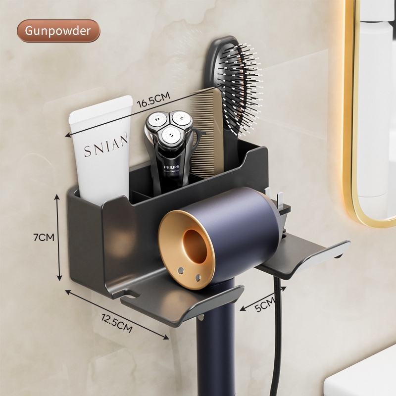 Badkamer Plank Droger Wieg Wandplanken Föhn Houder Douche Haardroger Organizer Box Wc Blower Houder Plank Badkamer: Donkergrijs