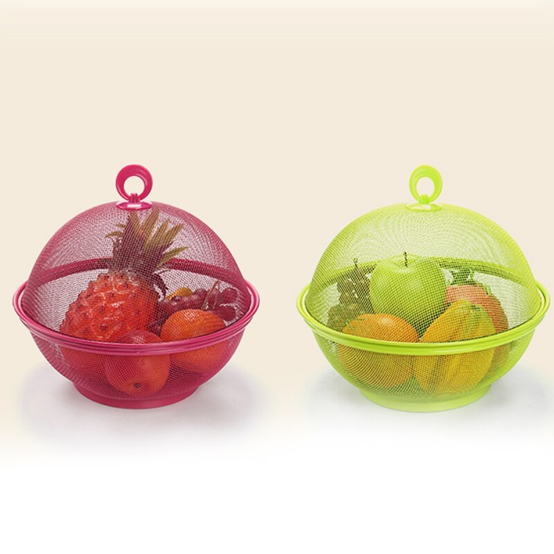 Grid Fruit Basket Iron Fruit Plate With Lid Kitchen Dishwashing Drain Baskets HomeTable Decoration