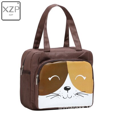 Xzp Draagbare Geïsoleerde Thermische Voedsel Picknick Lunch Tas Doos Tote Cartoon Tote Voedsel Verse Koeler Tassen Pouch Voor Vrouwen Meisje kids: Bruin