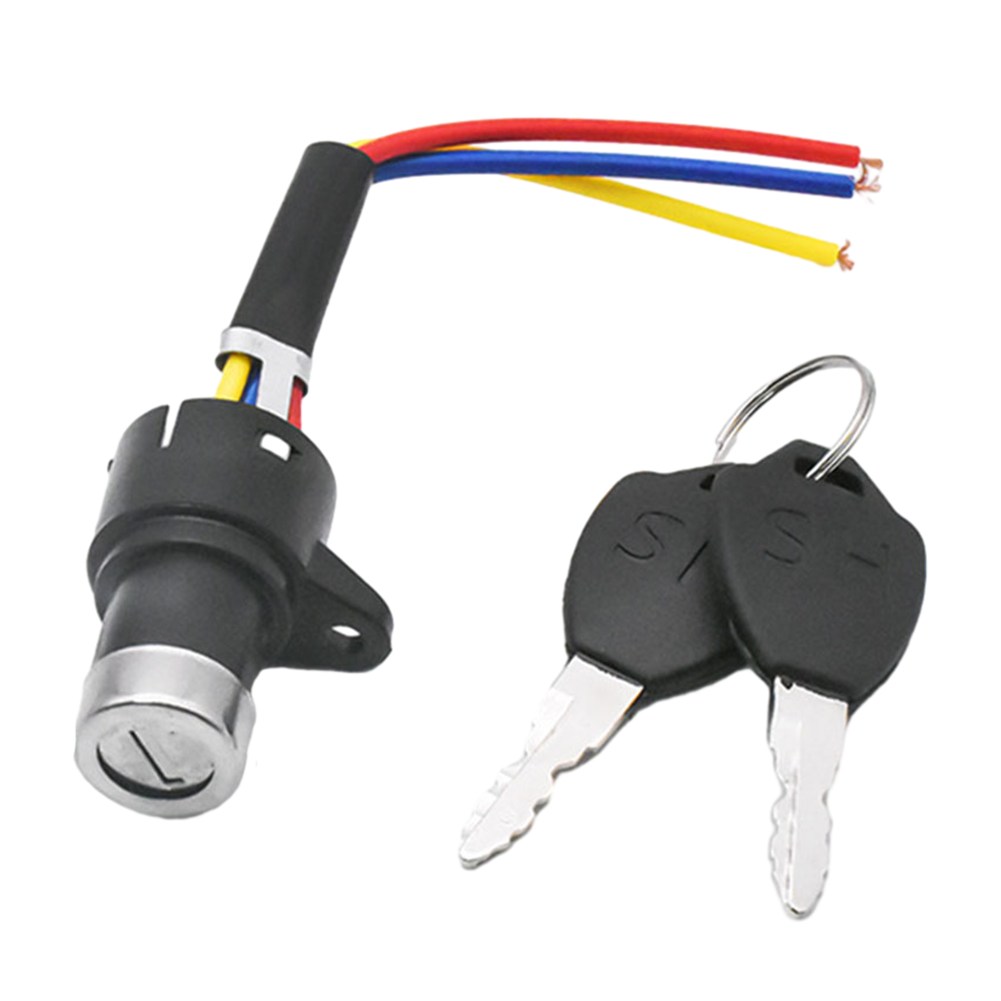 Ignition Key Switch Lock 3 Wire - Key Switch Starter Parts For Electric Trike And Scooter Carts, Bikes With Key Scooters DIY