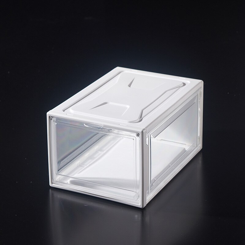 Set up shoe box, clear basketball shoe box, display shoe cabinet, shoe flip box acrylic organizer: Magnetic white