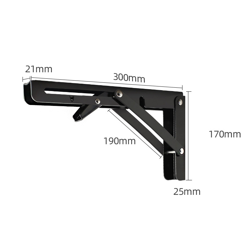 2pcs Folding Bracket For Shelf Table Desk Wall Mounted Support Collapsible Long Release Arm Space Savin Durable: 12 Inch Black