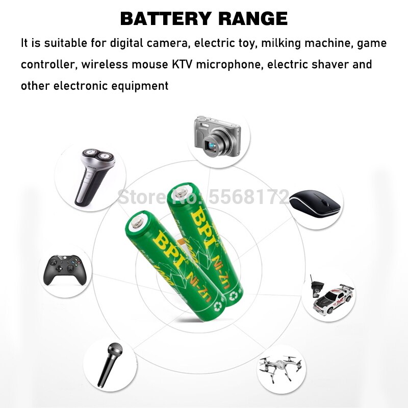 4x AAA Ni-Zn Rechargeable Batteries 1000mWh - 1.6V - Smart Charger Included - Long Lasting