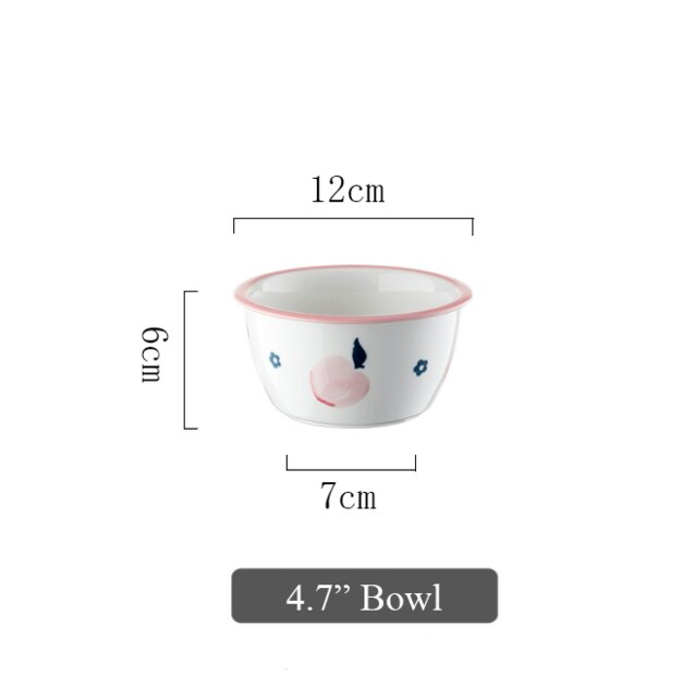 Keramische Diner Borden Kommen Set Leuke Bloem En Perzik Patroon Huishouden Enkele Grote Servies Vajilla Тарелки Для Еды: B4