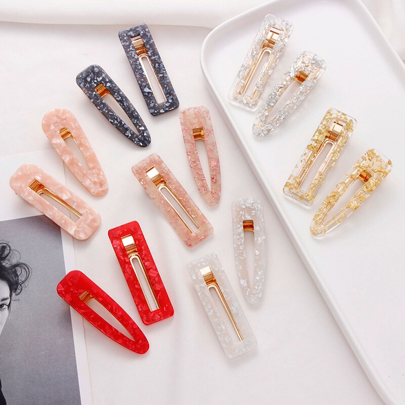 1PC Neue Frauen Mädchen Acryl Hohl Waterdrop Rechteck Haar Clips Zinn Folie Pailletten Haarnadeln Barrettes Stirnbänder Haar Zubehör
