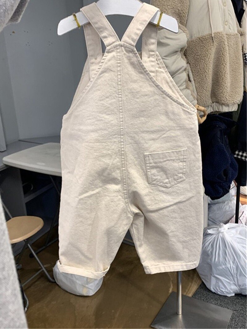 Wlg jongens meisjes overalls baby jongenskleding lente herfst denim beige blauw zwart overall kinderen all-match kleding voor 1-6t