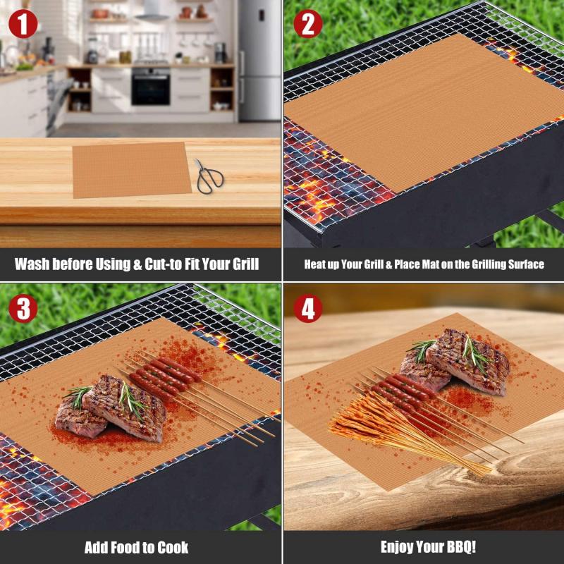 Adiós A La Comida Pegada: Pack De 10 Alfombras Antiadherentes De Malla Para Barbacoa (40x30cm) - Reutilizable Y Fácil De Limpiar